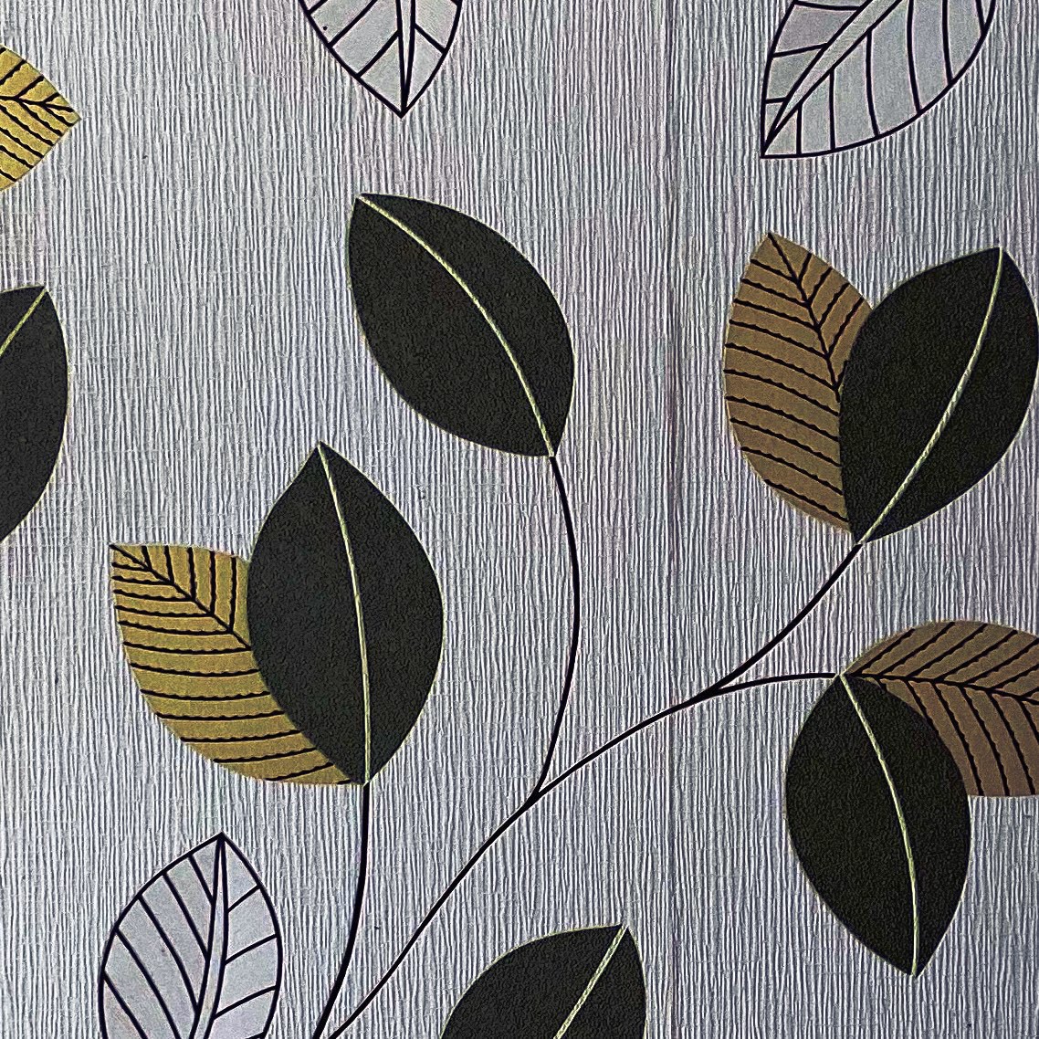 Thirteen leaves printed on wallpaper